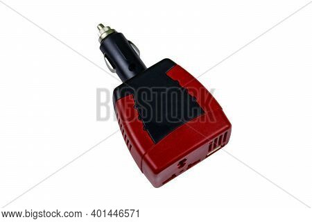 Red Car Inverter Dc To Ac Isolated On A White Background