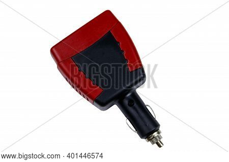 Red Car Inverter Dc To Ac Isolated On A White Background