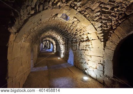 Crusader Castle Ruins Underground, Al-karak, Jordan. The Castle Is One Of The Three Largest Castles 