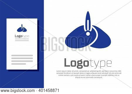 Blue Indian Headgear Turban With Feather Icon Isolated On White Background. Logo Design Template Ele