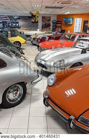 Bordeaux , Aquitaine  France - 12 28 2020 : Porsche 911 Jaguar E Mg 356 Old Timer Classic Sport Vint