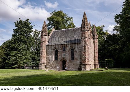 Perth, Scotland - August 12, 2019: Scone Palace Chapel, Old Brick Building In Perthshire, Scotland A
