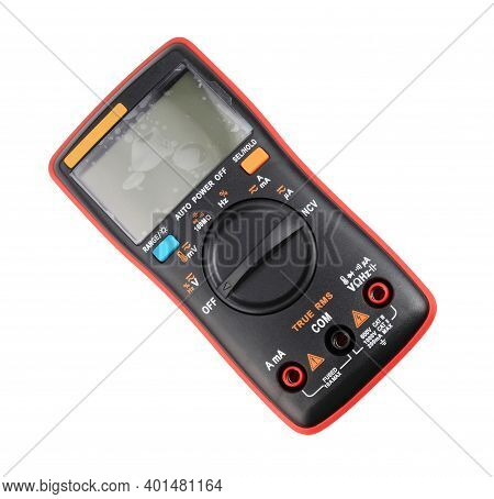 Black Digital Multimeter Isolated On White Background At Dry Day