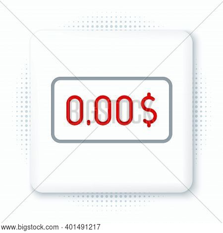 Line Zero Cost Icon Isolated On White Background. Empty Bank Account. Colorful Outline Concept. Vect