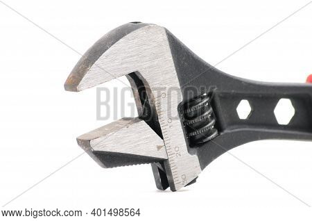 Adjustable Wrench On A White Background