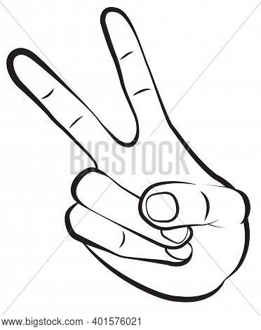 A Hand Making Two Finger V-sign Victory Gesture Symbolizes Love And Peace Or One Of The 2020 Belarus