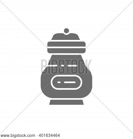 Cremation Vessel With People Ashes, Funeral Urn Gray Icon.