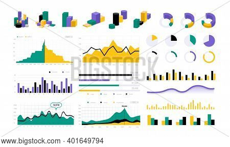Data Infographic. Statistic Round Charts. Graphic Progress Bars And Diagrams. Colorful Business Pres