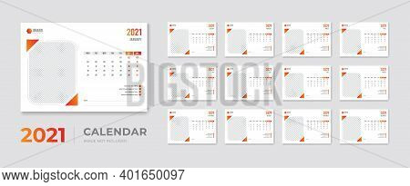 Creative Modern Desk Calendar 2021 Design Template Vector