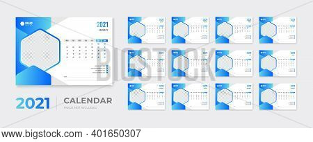 Creative Modern Desk Calendar 2021 Design Template Vector