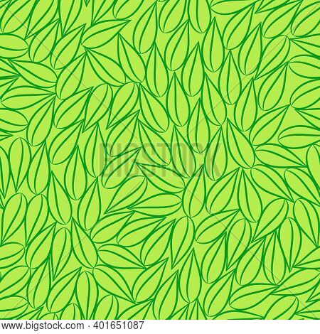 Seamless Vector Background Pattern Of Green Leaves In A Random Arrangement Square Format Suitable Fo