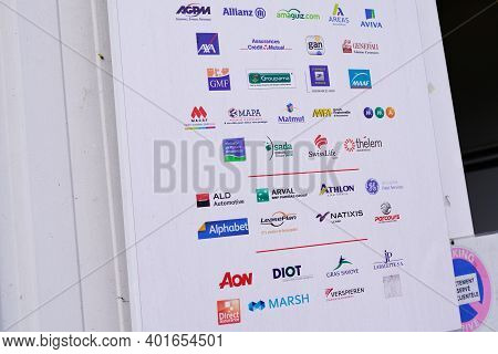 Bordeaux , Aquitaine  France - 12 28 2020 : Many Insurance All Sign Text And Brand Logo Of Different
