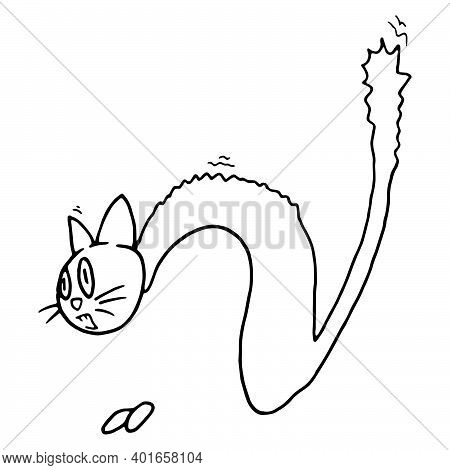 Cat Icon. Vector Cartoon Evil Cat. Hand Drwn.