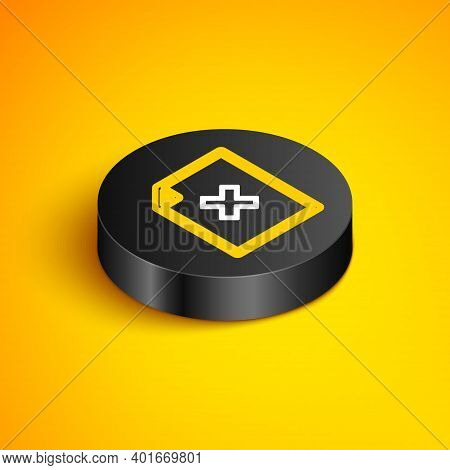 Isometric Line Delete File Document Icon Isolated On Yellow Background. Rejected Document Icon. Cros