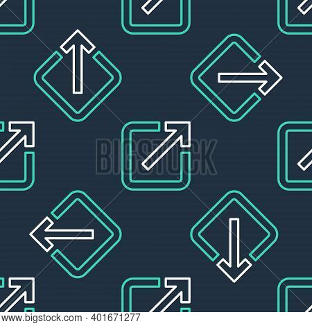 Line Open In New Window Icon Isolated Seamless Pattern On Black Background. Open Another Tab Button 