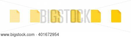 Document Icon Set. Paper Icon Trendy Yellow Color. Documents Icon Stock Vector Flat Design On White 