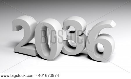 2036 Gray Write On Gray Background - 3d Rendering Illustration