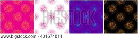 Set Of Seamless Pattern Of Colorful Mandala Square Format Suitable For Wrapping Paper, Wallpaper, Te