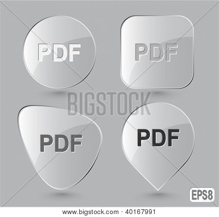 Pulsanti PDF. Glass. Illustrazione vettoriale.