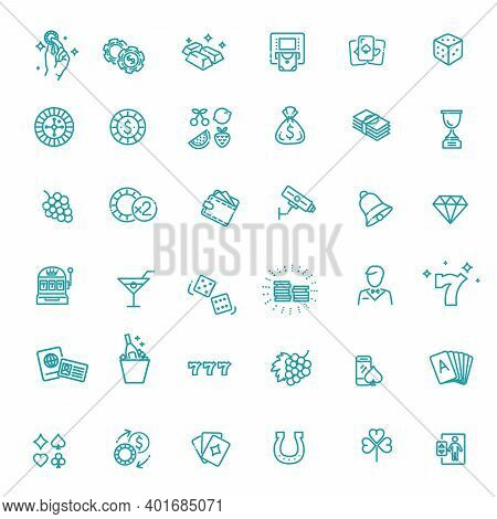 Casino Related Vector Icon Set. Ector Line Icons.