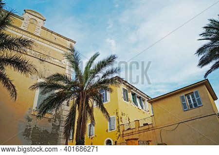 Houses In The Old Town Of Erbalunga, Corsica, France