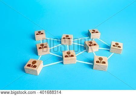 Network Of Connected People. Interaction Between Employees And Community Members. Distribution Respo