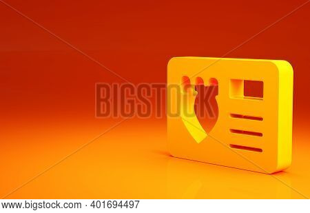 Yellow Police Badge With Id Case Icon Isolated On Orange Background. Minimalism Concept. 3d Illustra