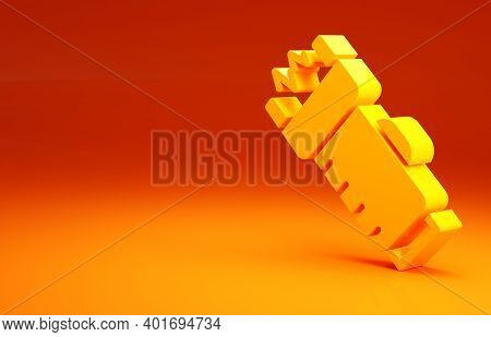 Yellow Police Electric Shocker Icon Isolated On Orange Background. Shocker For Protection. Taser Is 