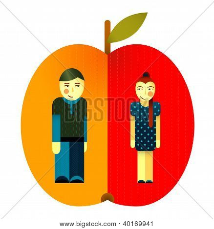 Junge Grafik Paar und apple