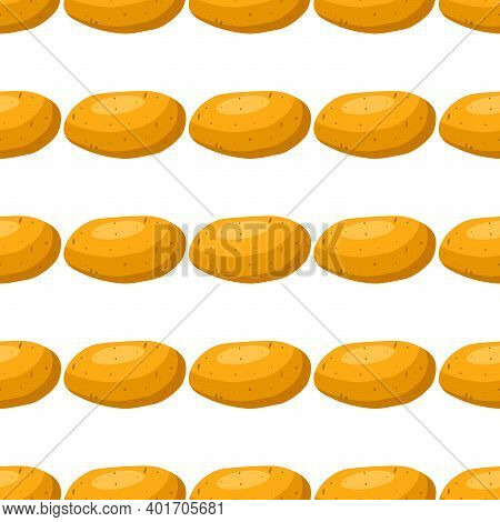 Illustration On Theme Of Bright Pattern Brown Potato, Vegetable Batat For Seal. Vegetable Pattern Co