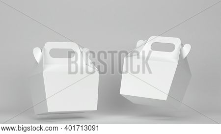 Blank Food Box Mockup. 3d Illustration On Gray Background