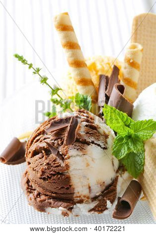 Finest stracciatella ice cream dessert arrangement