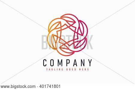 Abstract Modern Logo Design Based From Circular Round Lines. Geometric Colorful Lines Symbol. Usable