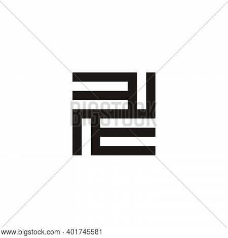 Abstract Letter Ee Square Geometric Line Logo Vector