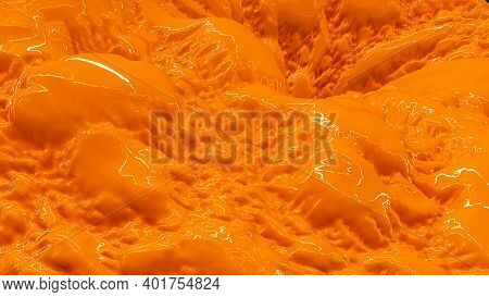 Hyper Realistic Melting Glossy And Shiny Yellow Formless Plastic Paint Liquid Background, Abstract B