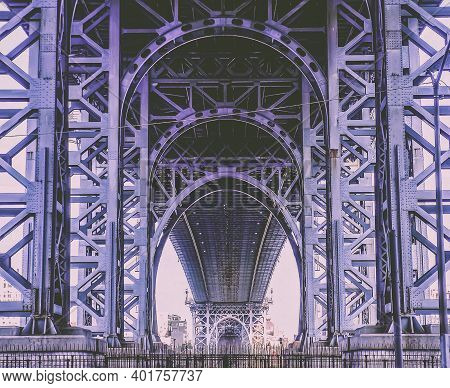 Under the New Williamsburg bridge over path in New York City.