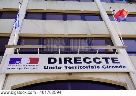 Bordeaux , Aquitaine  France - 12 28 2020 : Direccte French Logo And Text Sign On Building Office Fo