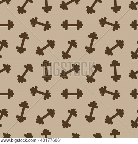 Dumbbells For Sports On A Brown Background.