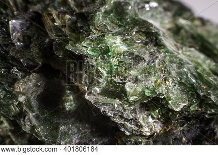 Close Up On A Green Mica Mineral.