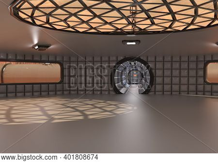 3D Rendering Science Fiction Corridor
