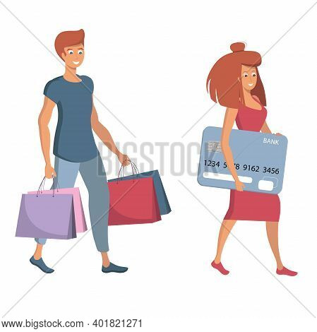 Shopping Bags, Illustration, Online Shopping Credit Card Sale