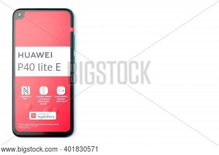 St. Petersburg, Russia, December 23, 2020: Unpacking New Products From Huawei, Huawei P40 Lat E Smar
