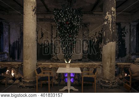 Saint Petersburg, Russia, December 2020: Selective Focus, Annakirche Lutheran Cathedral In Saint Pet