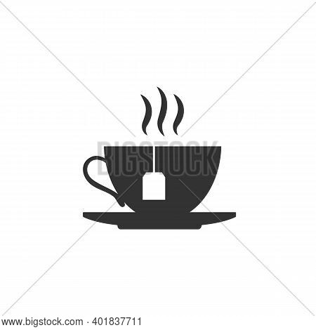 The Teacup Icon Silhouette. Cup Of Hot Tea Isolated On White Background. Vector Stock