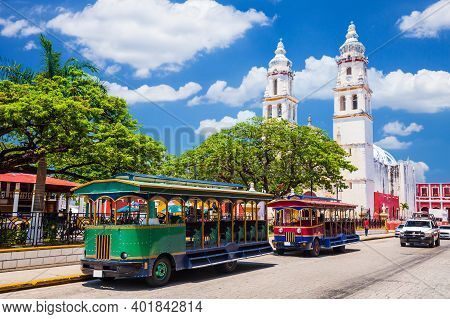 Campeche, Mexico. Independence Plaza In The Old Town Of San Francisco De Campeche.