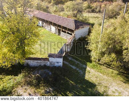 Aerial View Of Cheparlyansky Monastery Of Saint Petka At The Coast Of Nishava River, Sofia City Regi
