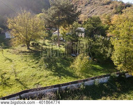 Aerial View Of Cheparlyansky Monastery Of Saint Petka At The Coast Of Nishava River, Sofia City Regi