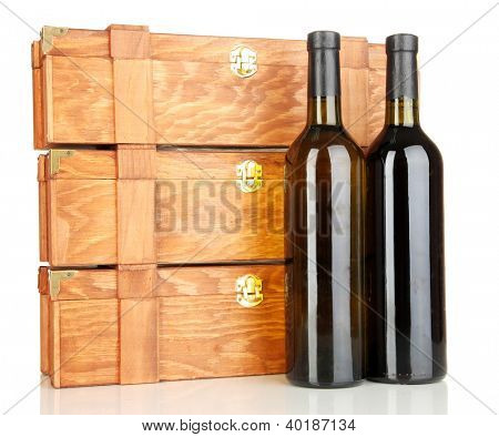 흰색 절연 와인 병 나무 케이스
