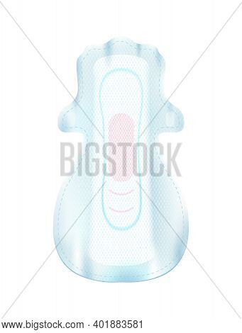 Realistic Feminine Hygiene Composition With Image Of Female Pantyliner With Wings Vector Illustratio