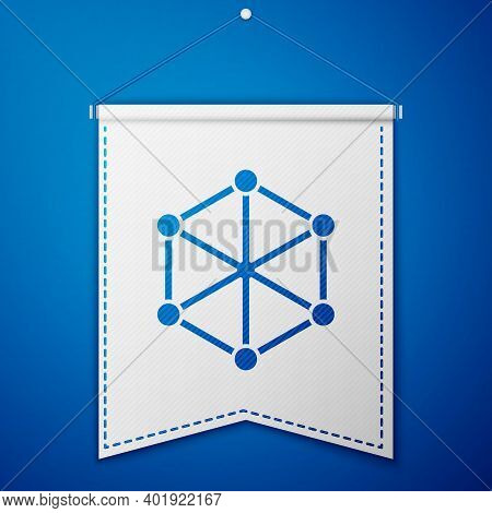 Blue Blockchain Technology Icon Isolated On Blue Background. Cryptocurrency Data. Abstract Geometric